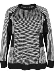 Mønstret skiundertrøje med uld, Medium Grey Comb