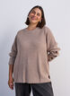 Strikbluse med ribstruktur og knapdetaljer, Beige, Model image number 0