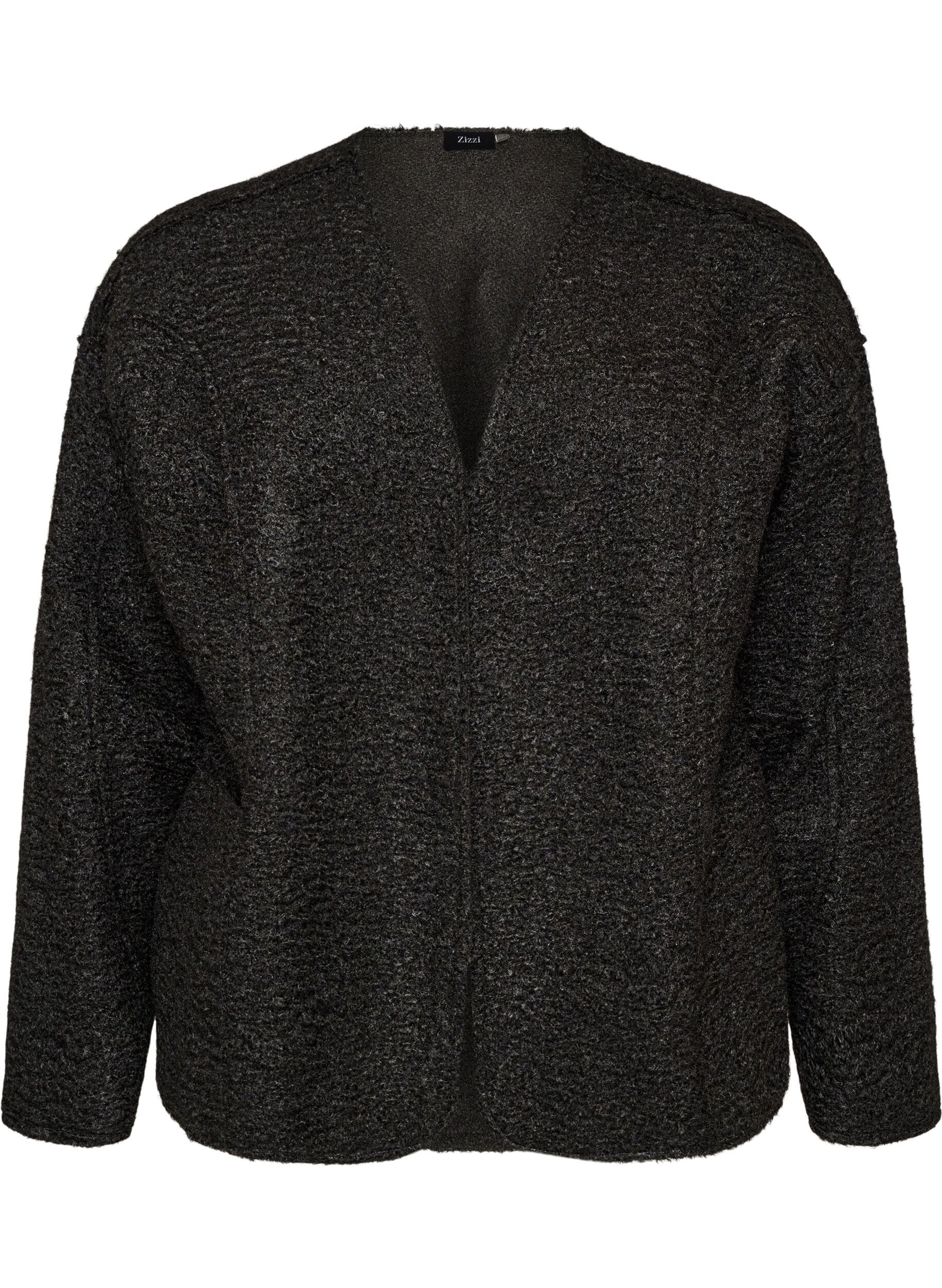 ZizziL&oslash;s cardigan med lommer, Sort, Packshot image number 0