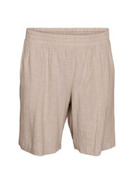 Shorts i h&oslash;r og viskose med h&oslash;j talje, Beige