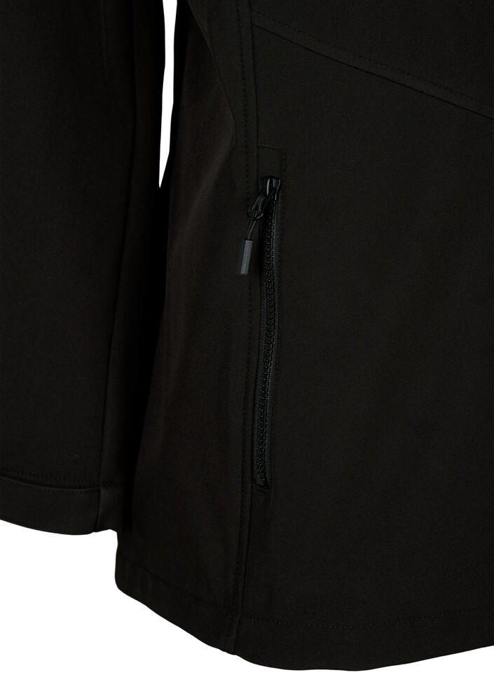 Kort softshell jakke med lommer, Black, Packshot image number 3
