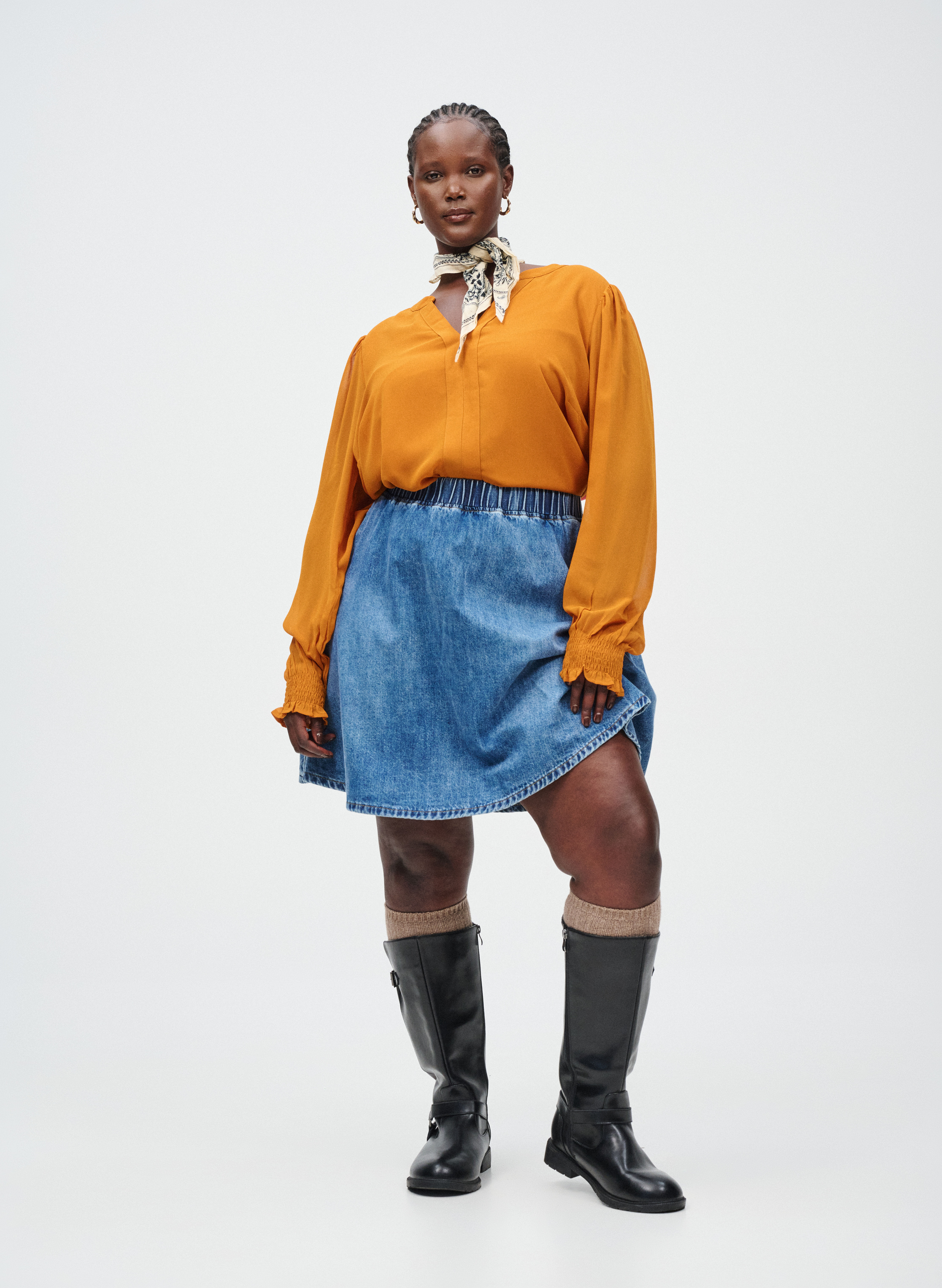 Zizzi Denim skater nederdel, , Model