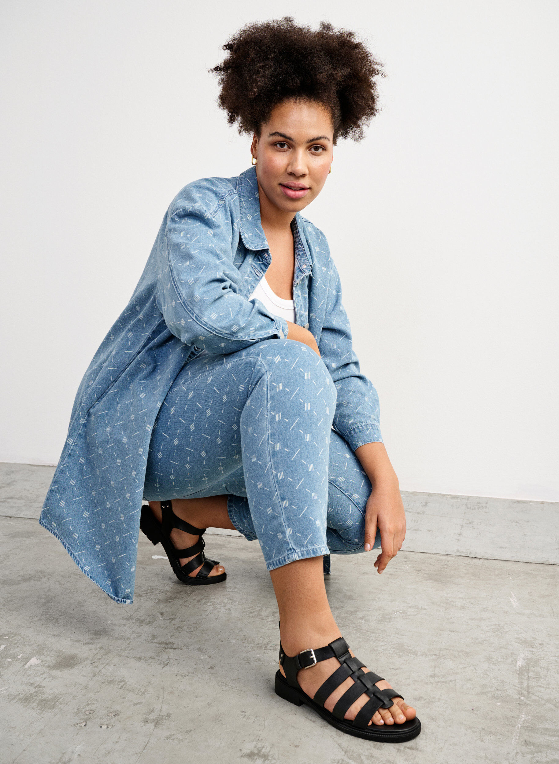 Zizzi Wide fit - L&aelig;der sandal, Sort, Image image number 0