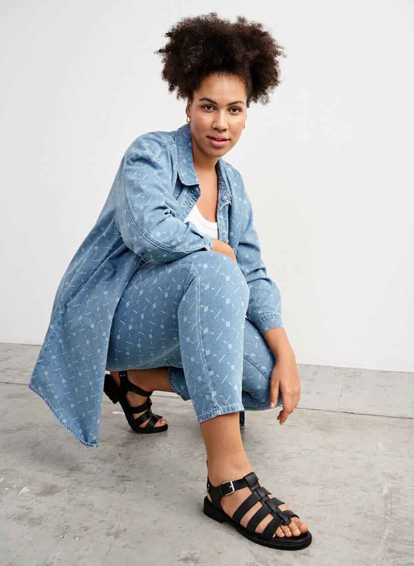 Wide fit - Læder sandal, Sort, Image image number 0