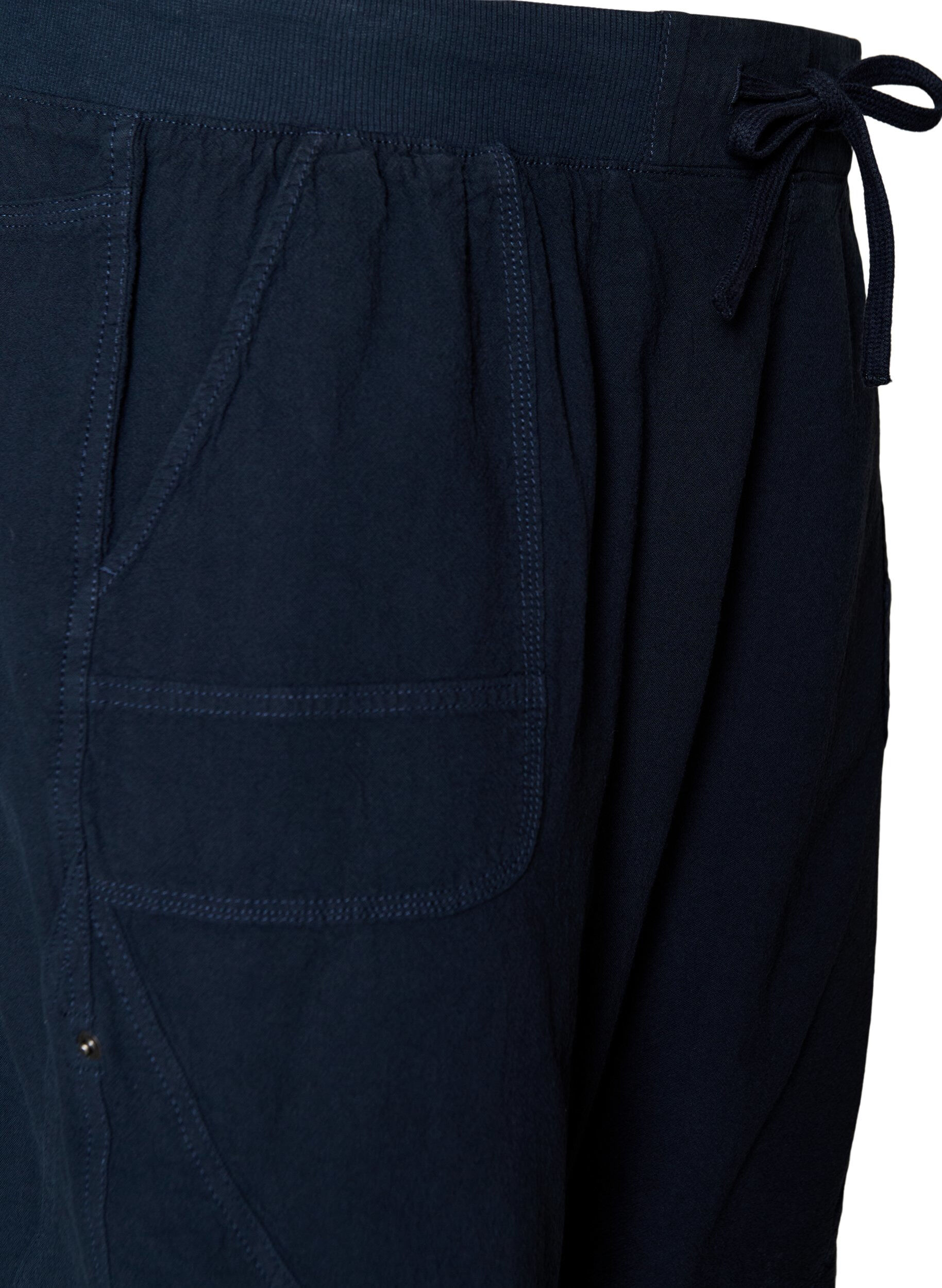ZizziL&oslash;se shorts i bomuld med lommer, Bl&aring;, Packshot image number 2