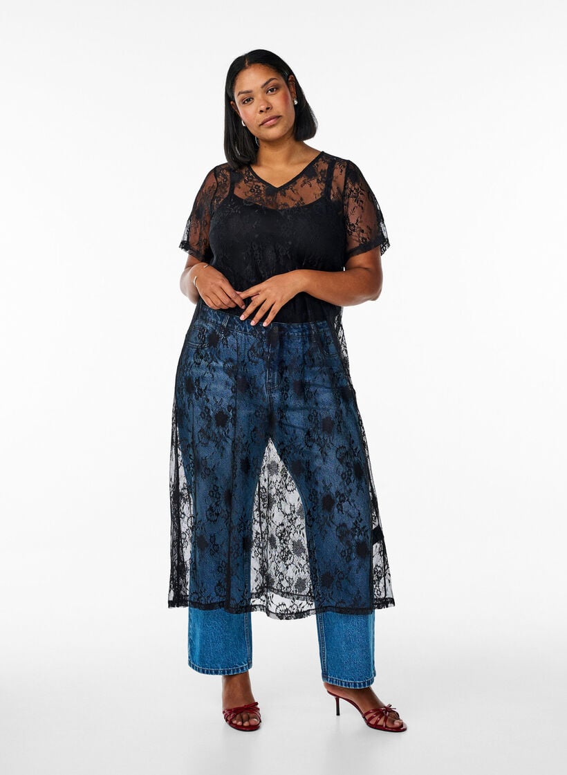 Blondekjole i midilængde med A-facon, Black, Model image number 0