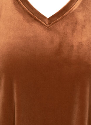 Velour kjole med lange pufærmer, Brown ASS, Packshot image number 2