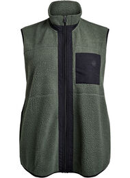 Sporty teddy vest med lommer, Thyme