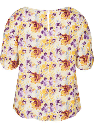 Blomstret bluse i viskose, Flower AOP, Packshot image number 1