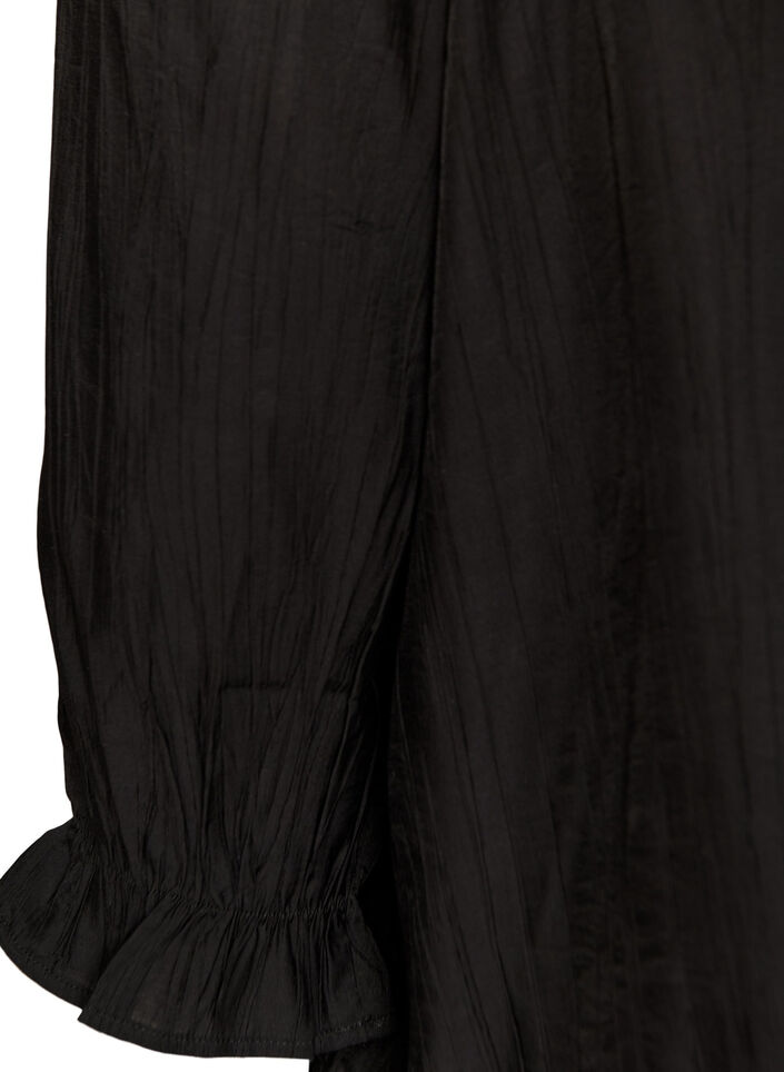 Bluse i viskose med firkantet hals og 3/4-&aelig;rmer, Sort, Packshot image number 3