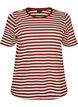 Stribet t-shirt med ribstruktur, R&oslash;d, Packshot image number 0