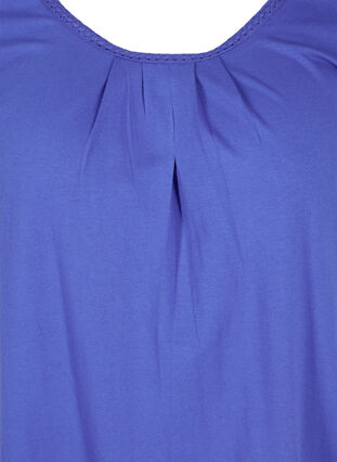 Bomuldskjole med rund hals og korte ærmer, Dazzling Blue, Packshot image number 2