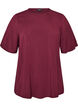Kort&aelig;rmet v&aelig;vet bluse med rund hals, R&oslash;d, Packshot image number 0