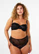 Brazilian trusse i mesh med broderi, Black, Model image number 0