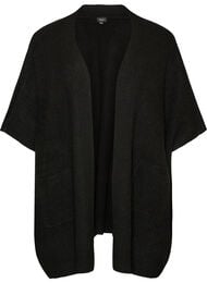 Cardigan med &aring;ben front og vide &aelig;rmer, Sort