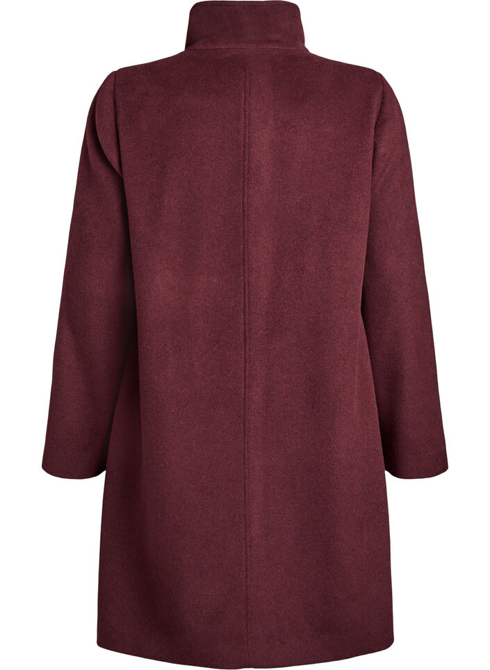 Frakke med uld og opretstående krave, Rød, Packshot image number 1