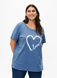 T-shirt i bomuld med print og rund hals , Moonlight W.Heart L., Model