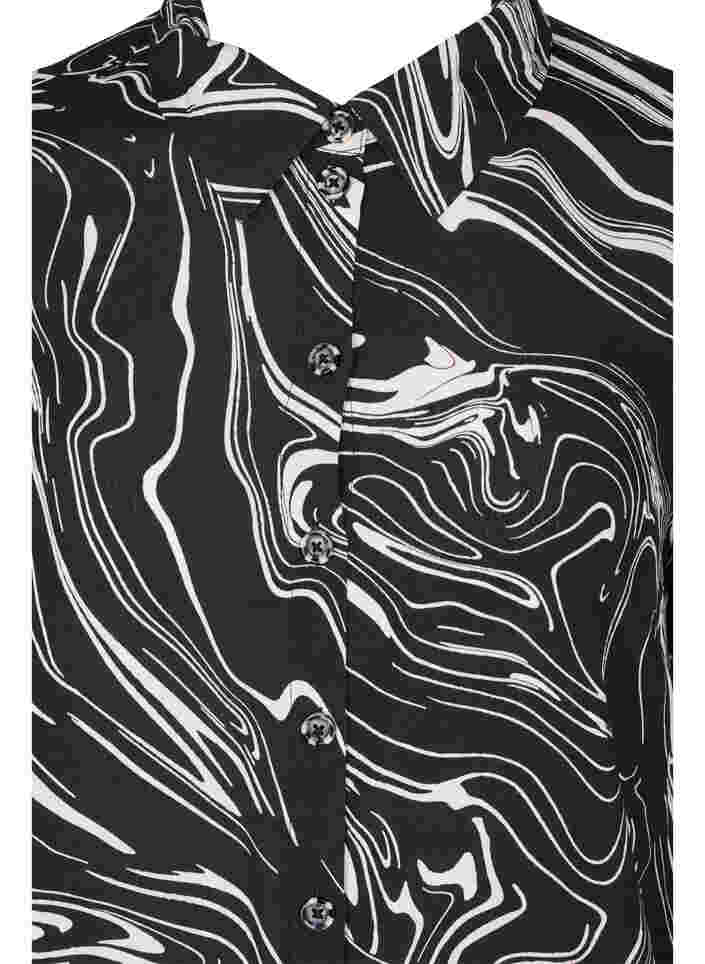 Langærmet viskoseskjorte med print, Black Swirl AOP, Packshot image number 2