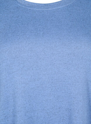Meleret bluse med knapper, Colony Blue Melange, Packshot image number 2