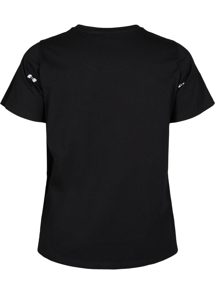 T-shirt i økologisk bomuld med sløjfer ., Black W. Bow Emb. , Packshot image number 1