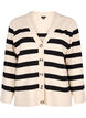 Stribet strikcardigan med v-hals, Birch w. Black, Packshot image number 0
