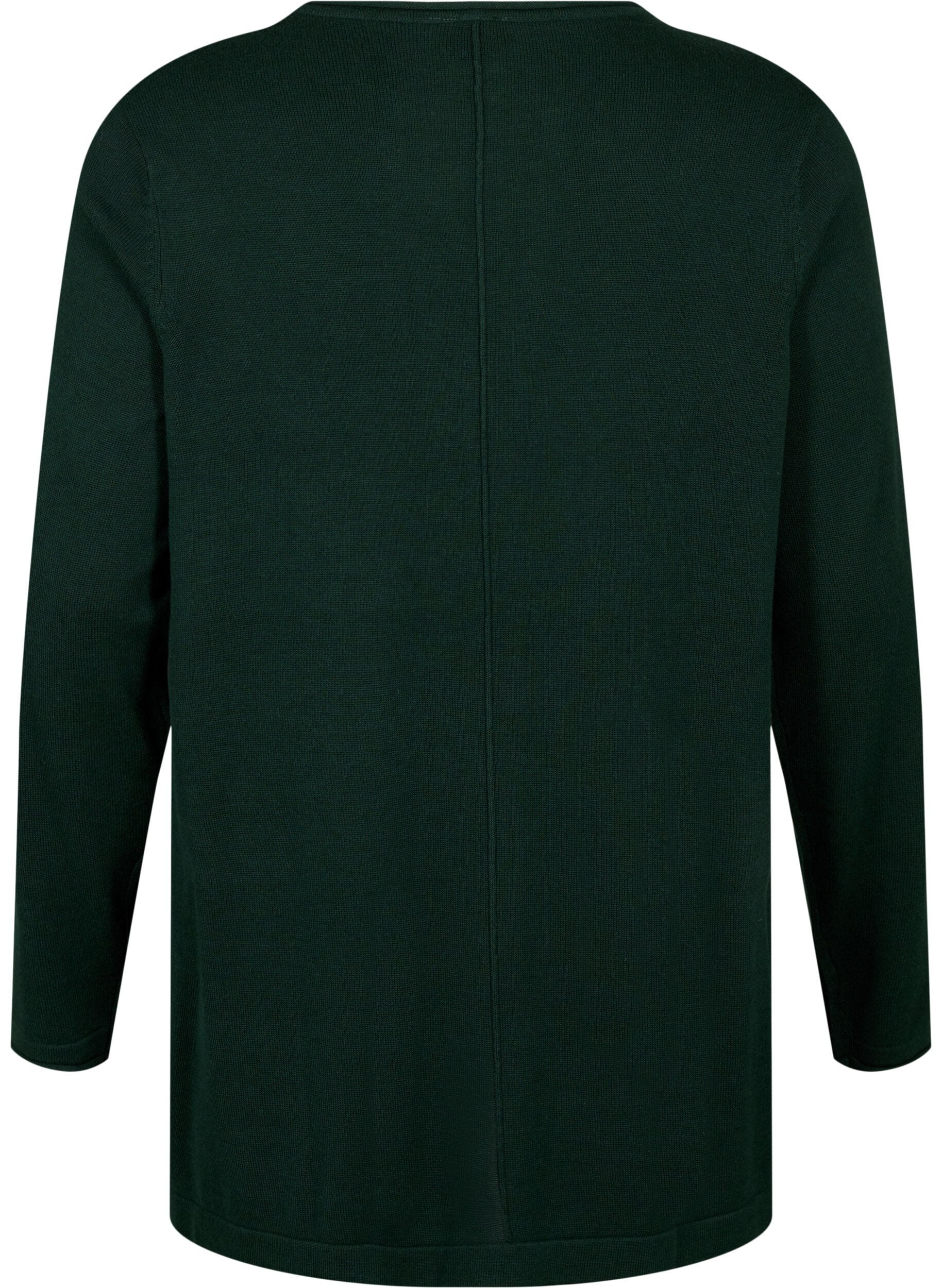 ZizziStrikbluse i bomulds-viskosemix, Gr&oslash;n, Packshot image number 1