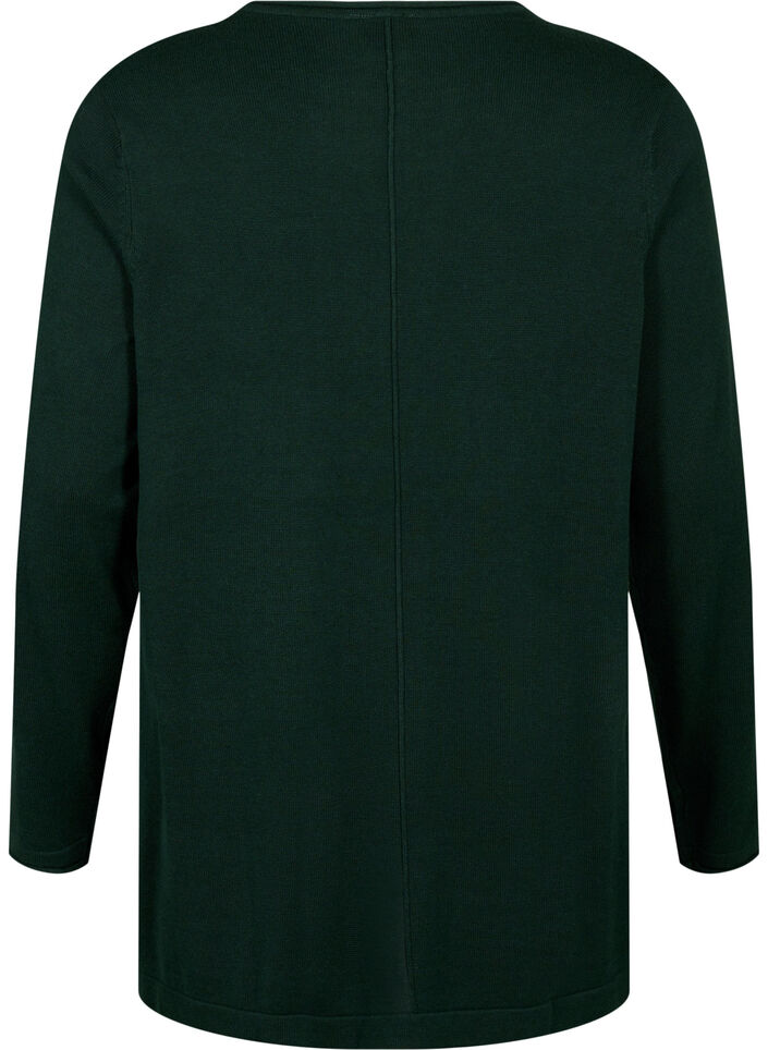 Strikbluse i bomulds-viskosemix, Gr&oslash;n, Packshot image number 1
