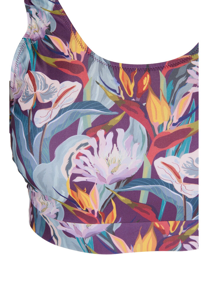 Printet bikini top med rund halsudskæring, Deep Tropical Print, Packshot image number 2
