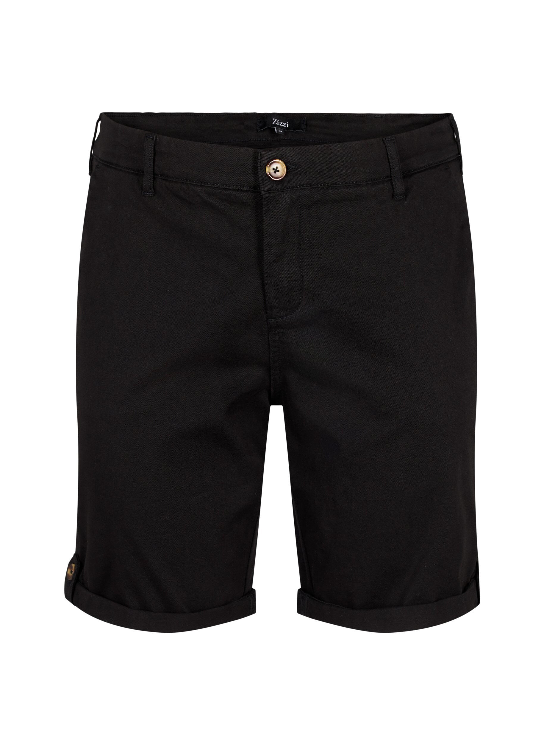 Zizzi Chino shorts med lommer, Black, Packshot image number 0