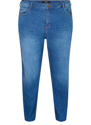 Cropped mom fit Mille jeans med løs pasform, Blue denim, Packshot image number 0
