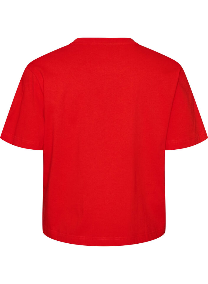 Boxy T-shirt i bomuld, R&oslash;d, Packshot image number 1