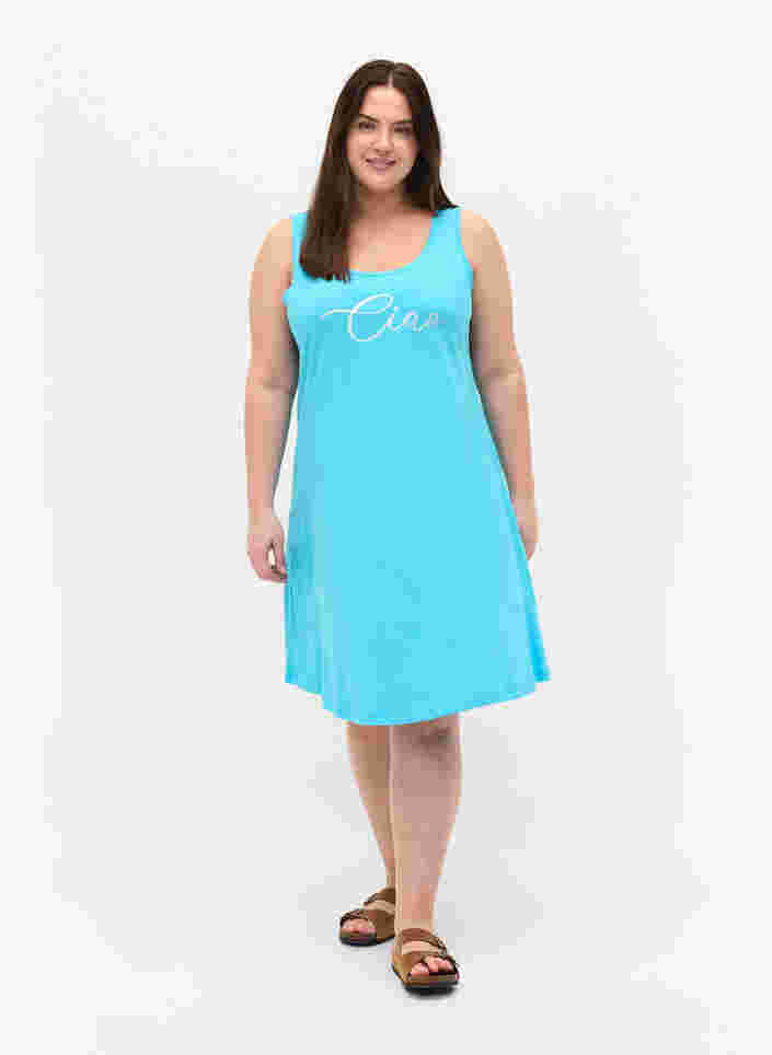 Ærmeløs bomulds kjole med a-shape, River Blue CIAO, Model image number 2