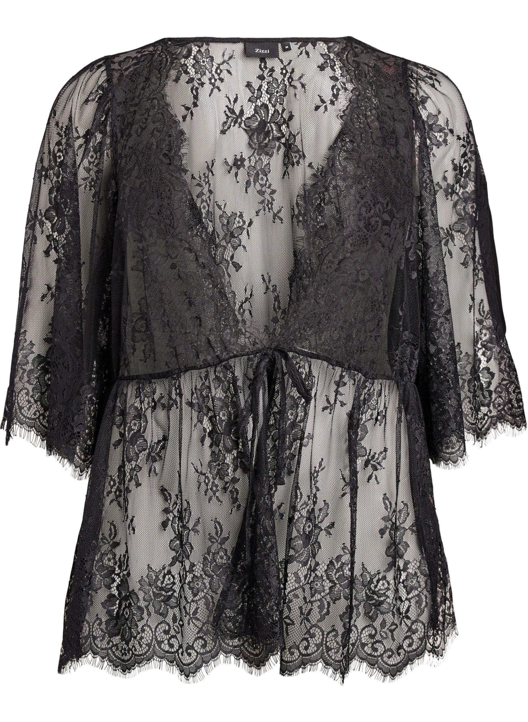 Blonde top med bindedetalje og 3/4 &aelig;rmer