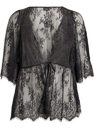 Blonde top med bindedetalje og 3/4 ærmer, Sort