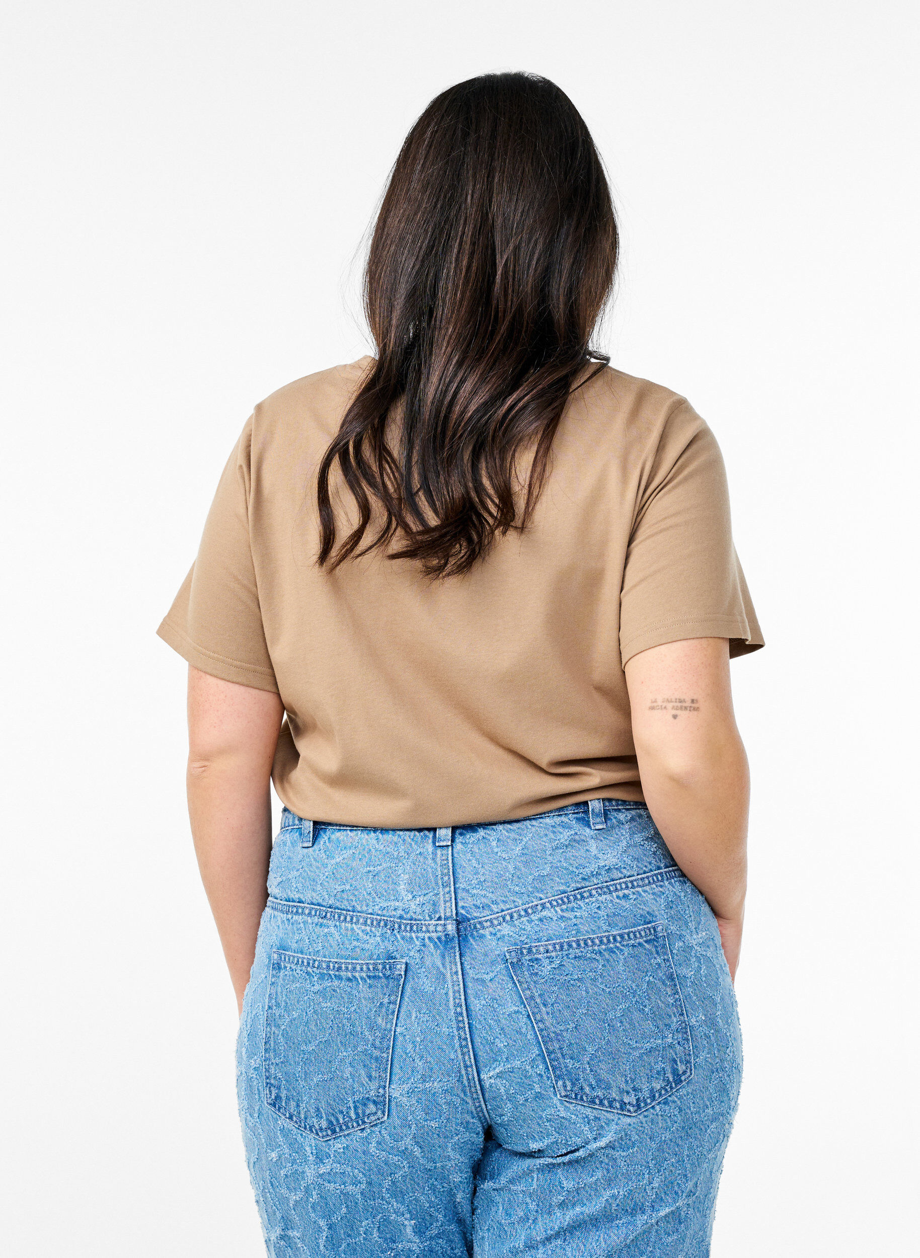 Zizzi T-shirt med dekorative detaljer , Beige, Model image number 2