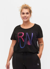 Trænings t-shirt med print, Black w. stripe run, Model