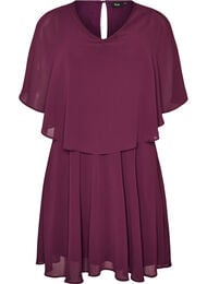 Kort chiffon festkjole med lag-p&aring;-lag effekt, R&oslash;d