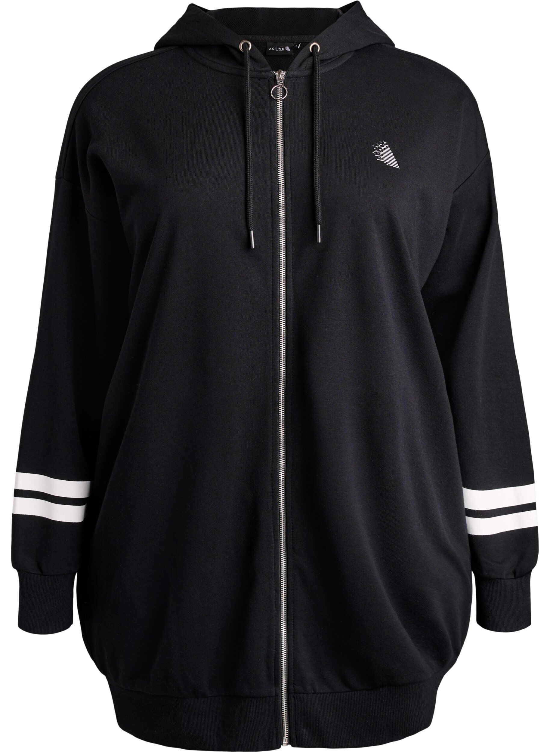 Lang sweat cardigan med printdetaljer