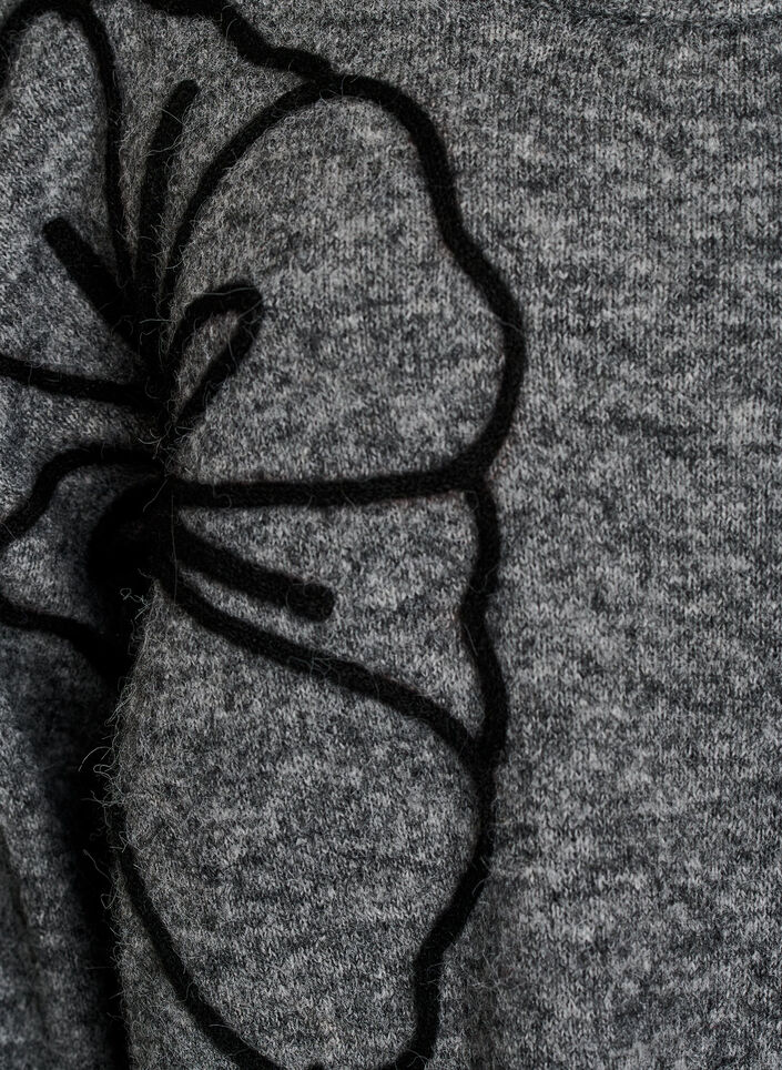 Strikbluse med blomsterapplikation, Gr&aring;, Packshot image number 2