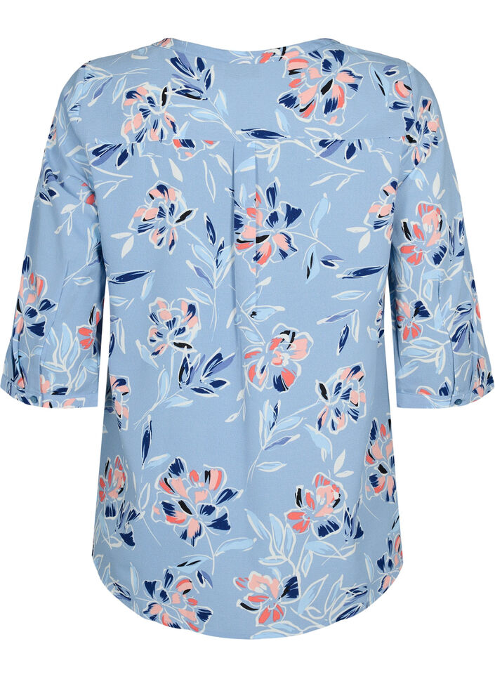 Prikket bluse med 3/4 ærmer , Outline Flower, Packshot image number 1