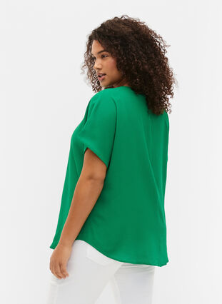 Bluse med korte ærmer og rund halsudskæring, Jolly Green, Model image number 1