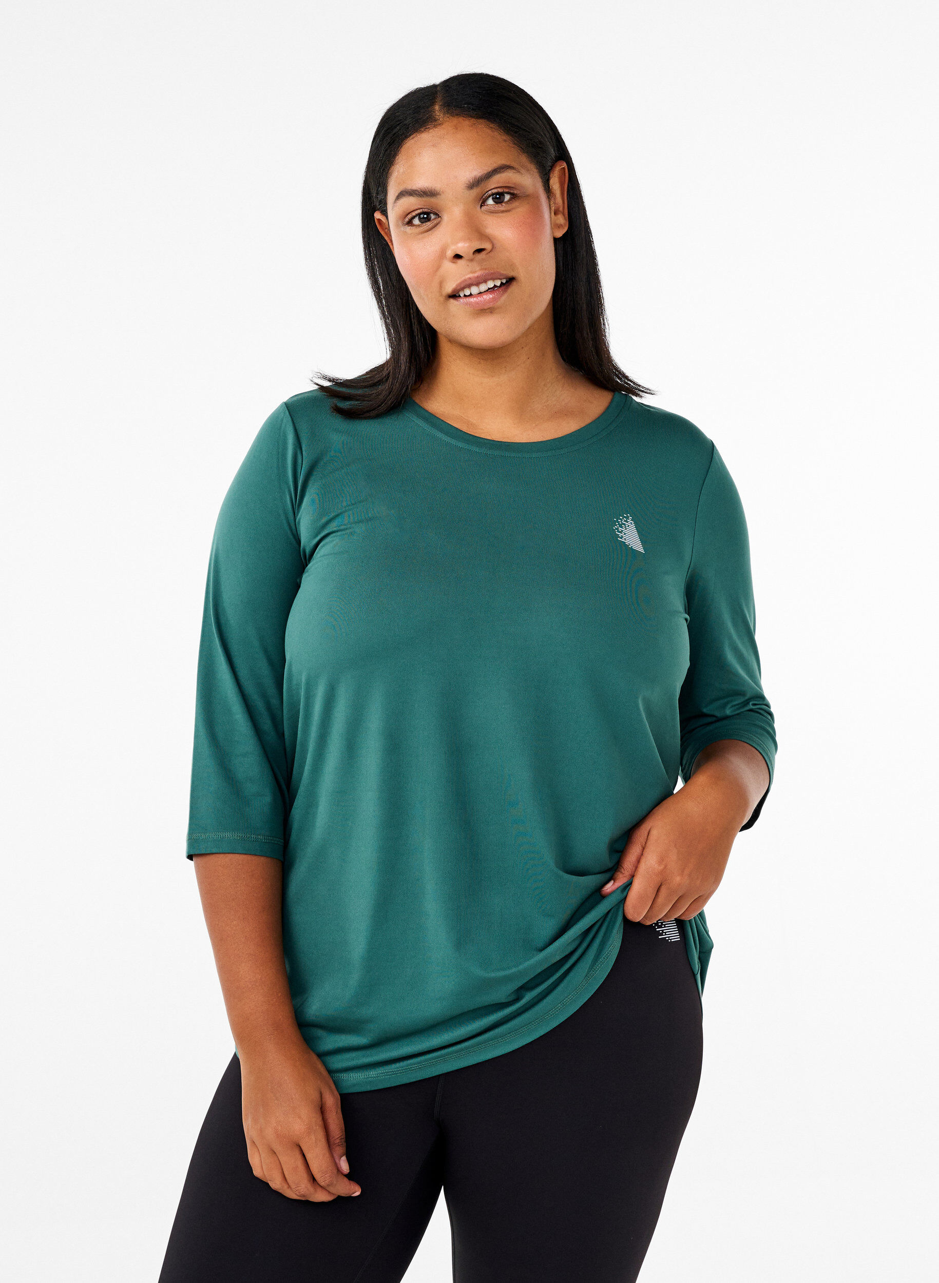 ZizziTr&aelig;ningsbluse med 3/4 &aelig;rmer, Gr&oslash;n, Model image number 0