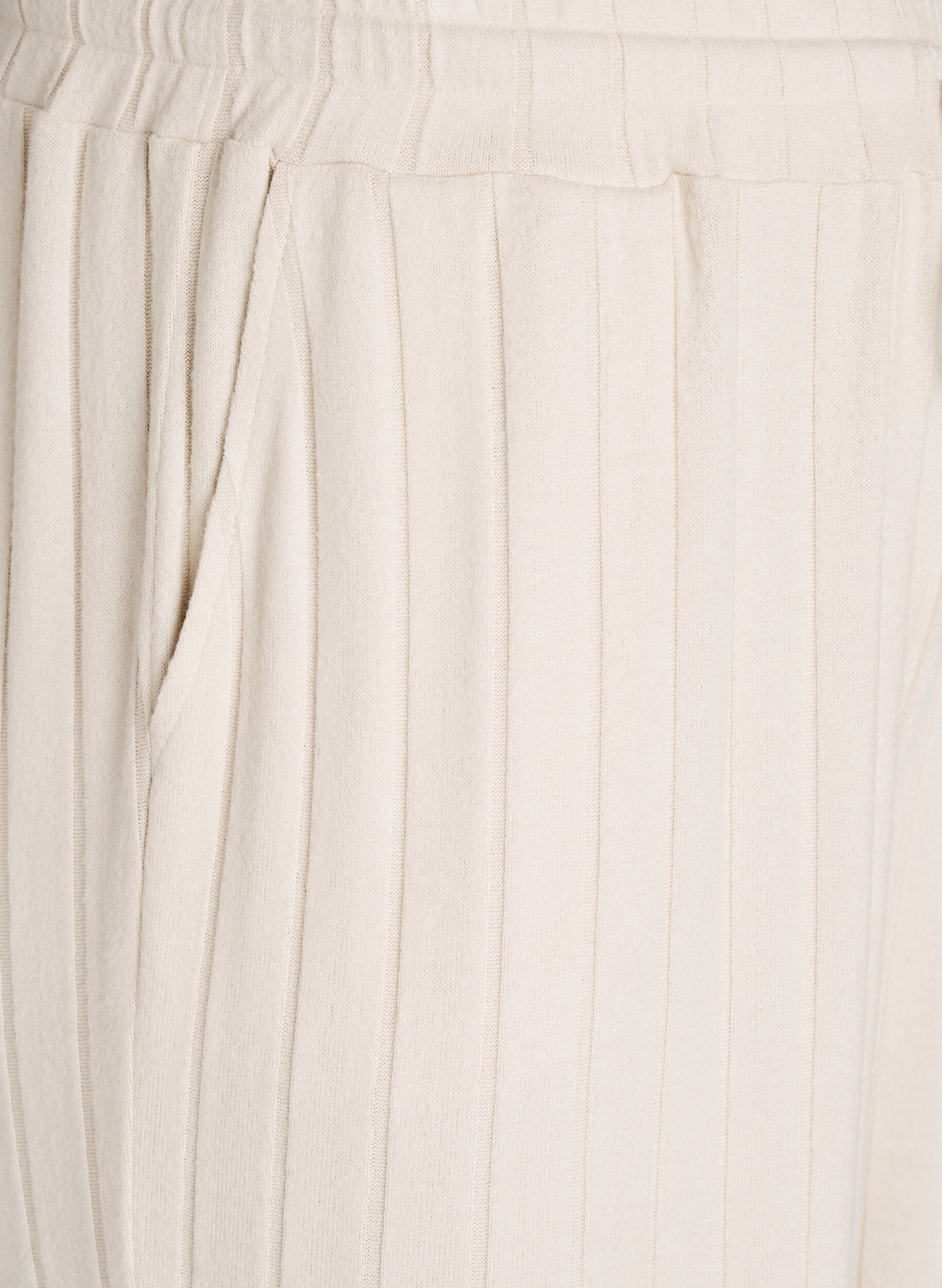 Zizzi Loungebukser i ribbet jersey med h&oslash;j talje, Beige, Packshot image number 2