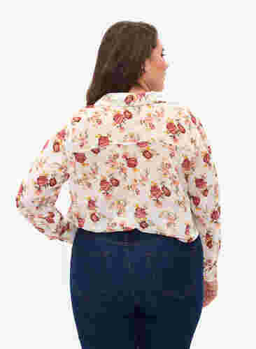 FLASH - Langærmet skjorte med blomsterprint, Off White Flower, Model image number 1