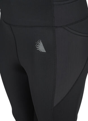 Cropped træningstights med lomme, Black, Packshot image number 2