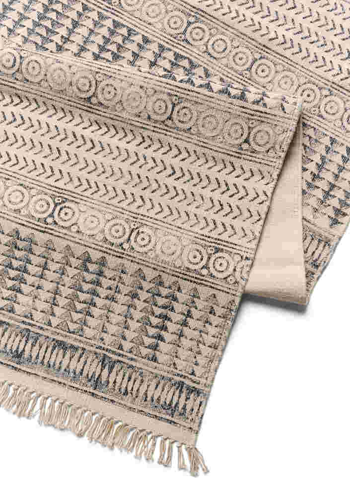 Mønstret tæppe med frynser, Black/White, Packshot image number 1