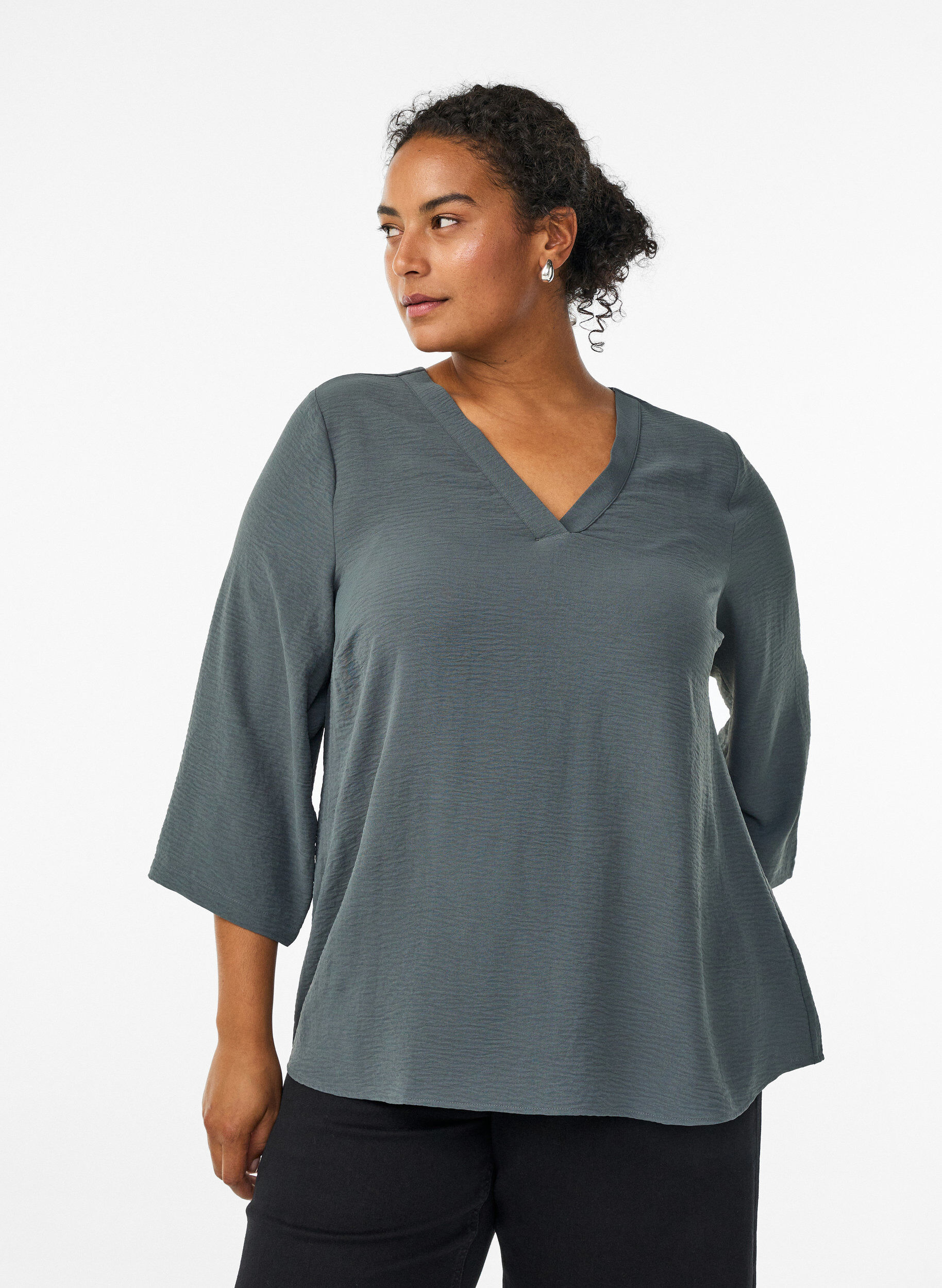Bluse med 3/4 &aelig;rmer, Gr&oslash;n, Model