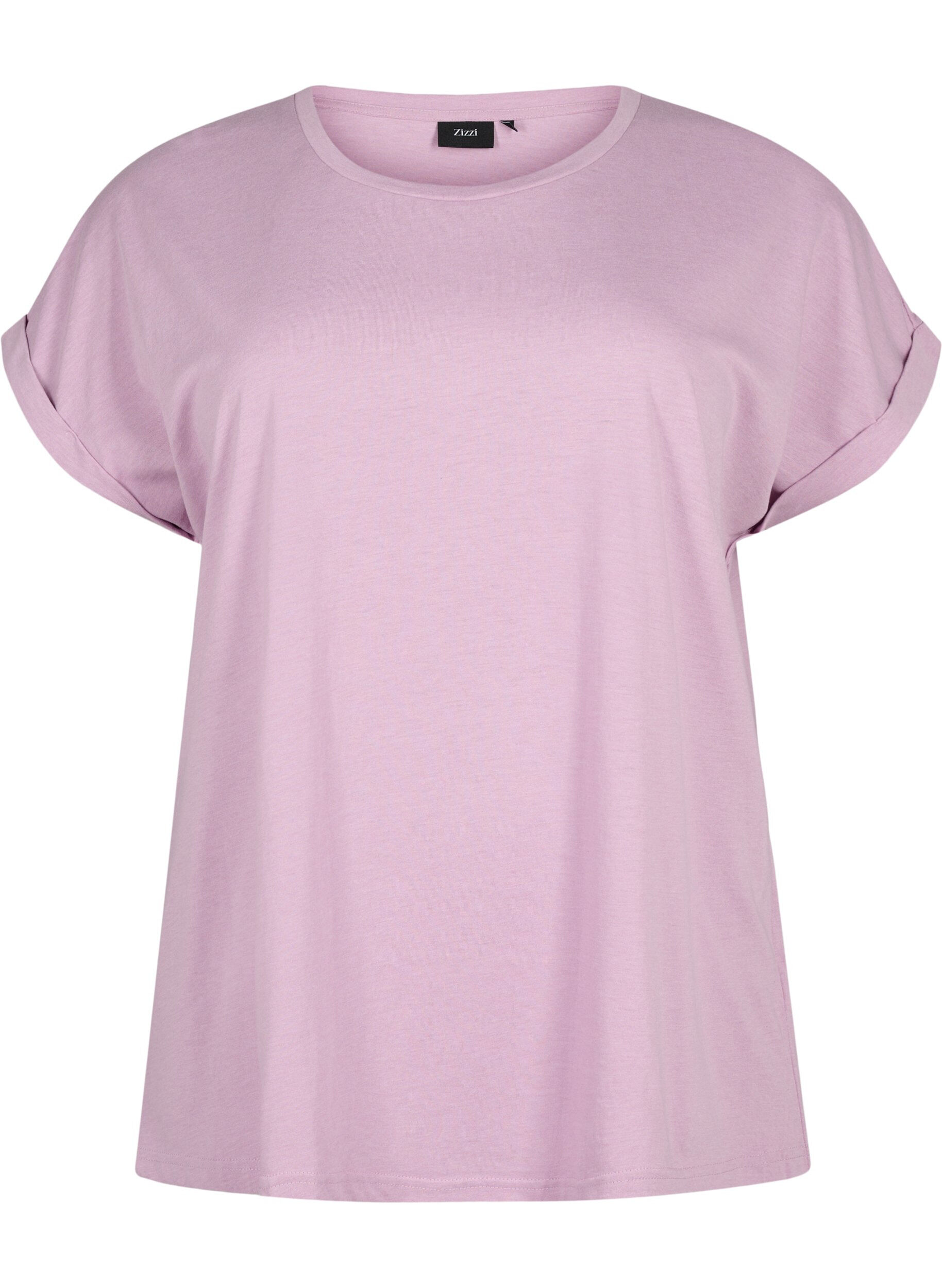 ZizziKort&aelig;rmet t-shirt i bomuldsblanding, Lilla, Packshot image number 0