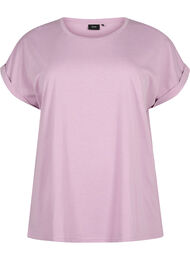 Kort&aelig;rmet t-shirt i bomuldsblanding, Lilla