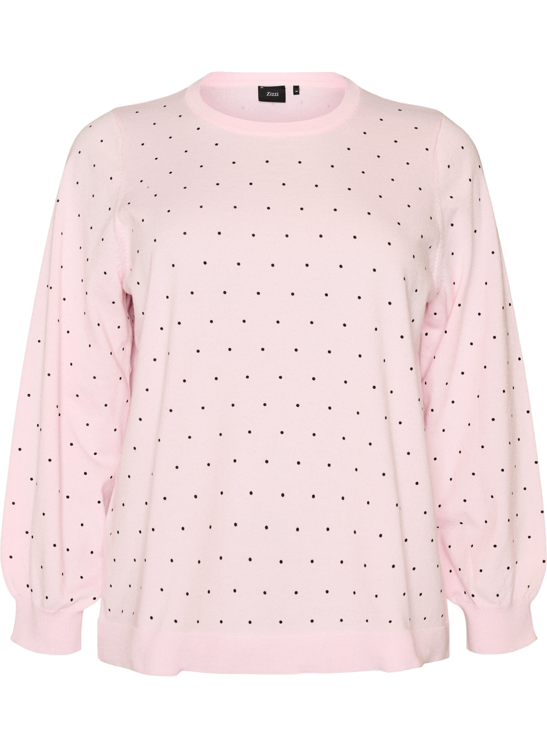 ZizziStrikbluse med sm&aring; prikker, Lyser&oslash;d, Packshot image number 0
